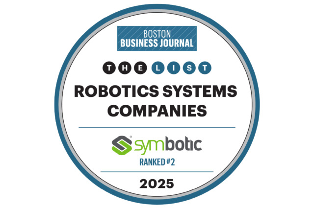 Insignia del Boston Business Journal para empresas de sistemas robóticos, en la que Symbotic ocupa el segundo puesto en 2025.