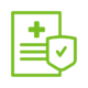 Icono de documento médico con un escudo y una marca de verificación, que simboliza la protección de la salud o la seguridad de la información médica.