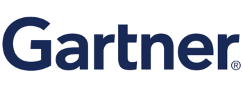 Logotipo de Gartner en letra azul oscuro.