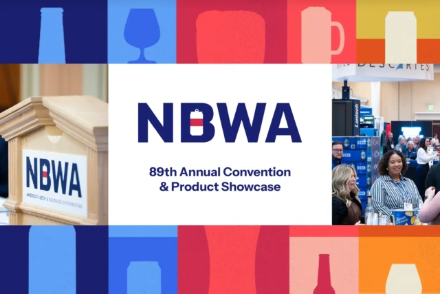 NBWA 89th Annual Convention and Product Showcase event graphic with professionals networking at a convention.