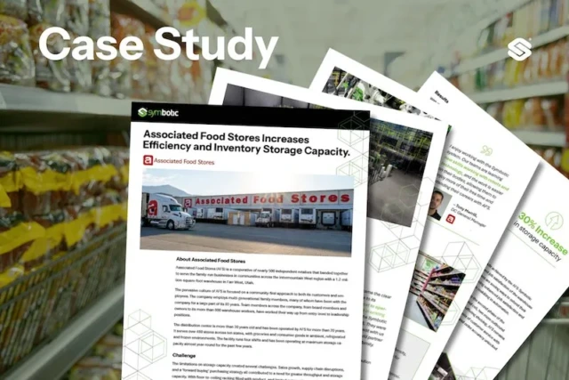 Documentación del caso práctico de Associated Food Stores en un pasillo de un supermercado.