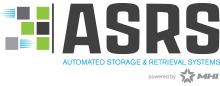 Logo ASRS với các ô vuông màu xanh lá cây và xám cùng dòng chữ "Hệ thống lưu trữ và lấy hàng tự động do FastFetch cung cấp"
