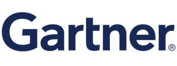 Logo Gartner với phông chữ màu xanh đậm.