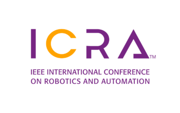 Biểu tượng của ICRA - Hội nghị Quốc tế IEEE về Robot và Tự động hóa, với dòng chữ màu tím được cách điệu và chữ cái C màu cam.