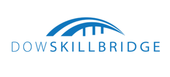Logo DowSkillBridge với hình ảnh cây cầu được cách điệu màu xanh lam nằm phía trên dòng chữ.