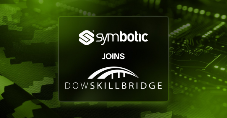 Symbotic joins DoW Skill Bridge program announcement image, with Symbotic logo and SkillBrigde logo